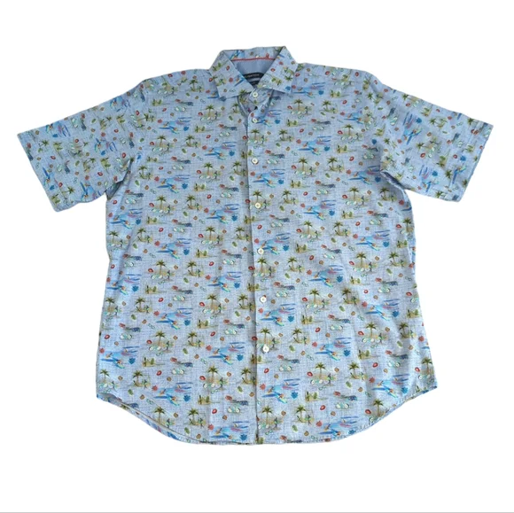 Bugatchi classic fit shirt, Kapalua short sleeves button, surfer design, med (?) - Picture 1 of 15